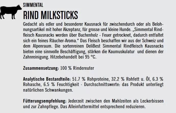Simmental Rind Milksticks 200g